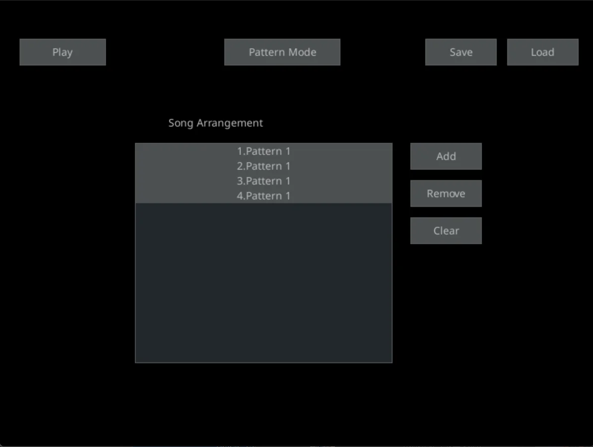 The song arrangement view, chaining patterns into a full track