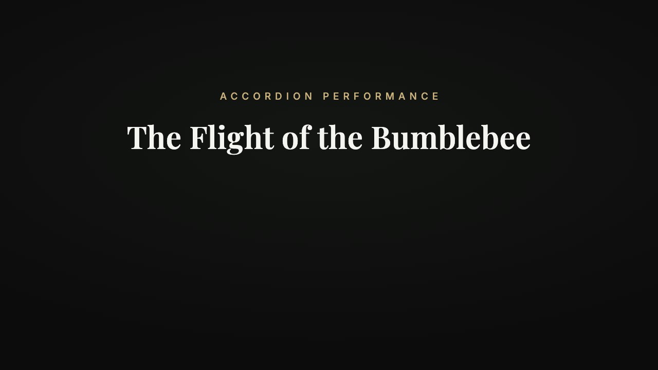 Typographic cover: The Flight of the Bumblebee, an accordion performance