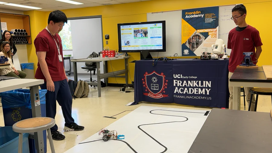 An autonomous vehicle demonstration during a UCI engineering program